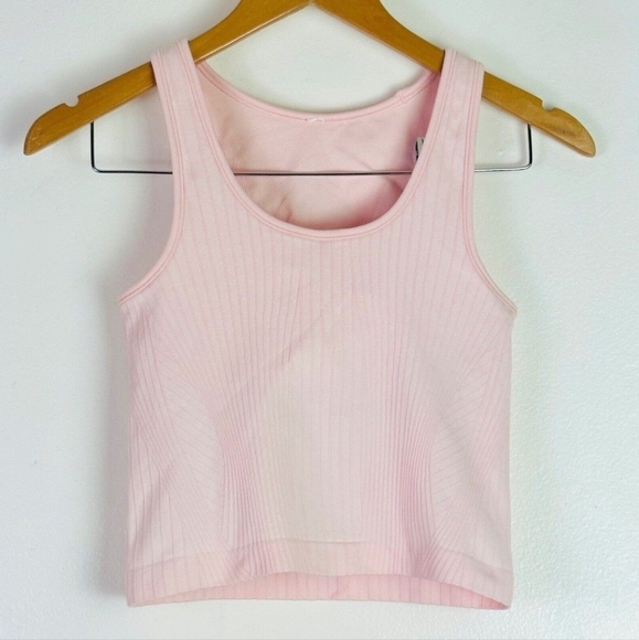 New Lululemon Ebb to Street Cropped Tank Top Rib Map Strawberry Milkshake Sz 4 - Picture 3 of 10